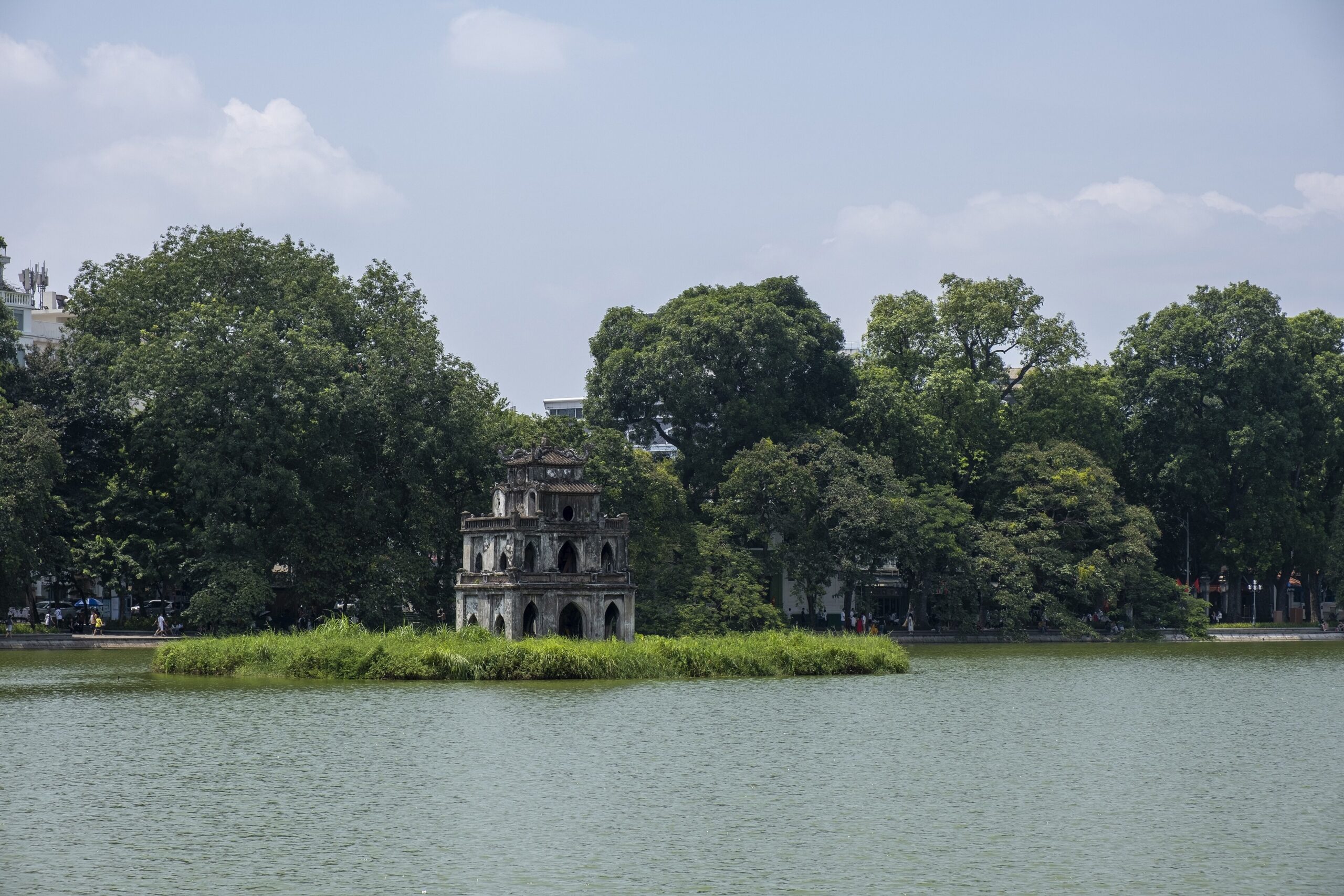 Turtle Tower on Hoan Kiem Lake in central Hanoi